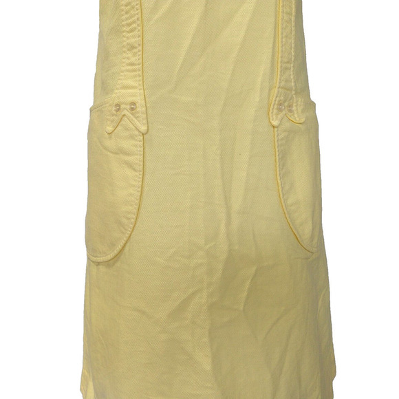 Vintage 60s Yellow Shift Dress Size S Page Boy Sleeveless Smock Pockets Buttons - Picture 4 of 13